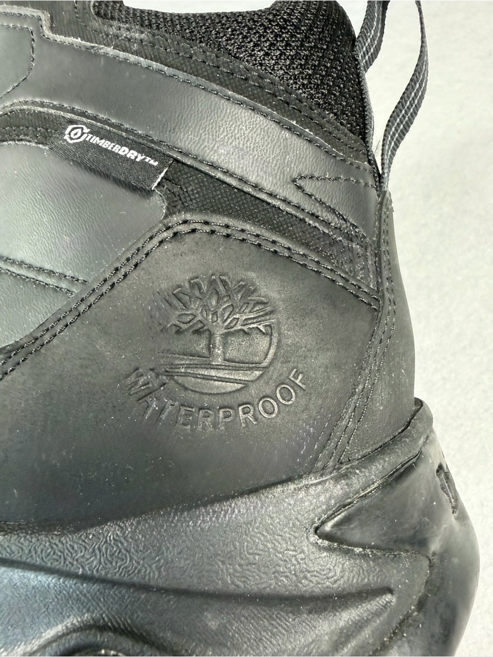 Timberland A1648 Men’s 10 Black Waterproof Hiking Boots Anti-Fatigue Leather - Picture 3 of 8